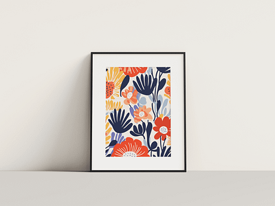 Floral wall art print floral flower pattern poster print