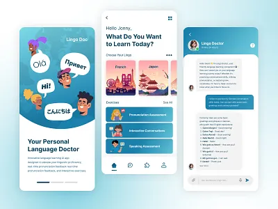 Lingo Doc - AI Language Learning App ai ai app ai language learning app ai learning app app app design app redesign design education app learning app ui ui design uiux uiux design