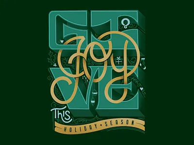 Give Joy Hand Lettering bold custom design drawing festive foil give gold green handlettering holiday illustration joy lettering ornate procreate script season seasonal