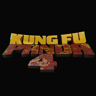 Kung Fu Panda 4 3d dragon dreamworks gold graphic design kungfupanda logo pattern titlecard typography