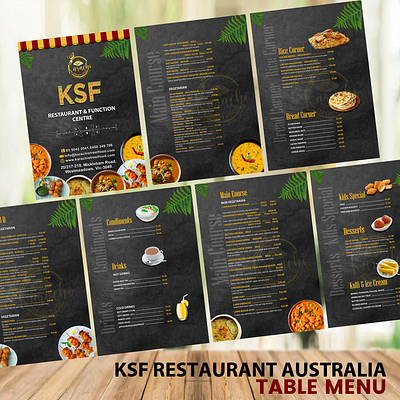 TABLE MENU KSF RESTAURANT AUSTRALIA ksf menu australia