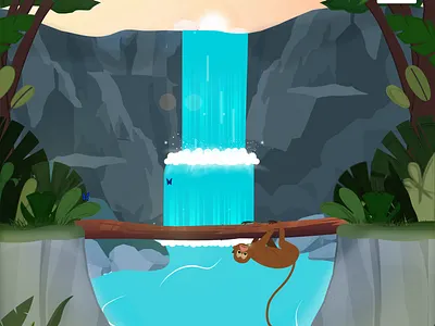 Monkey hanging on a tree branch 2d animation animation branding design graphic design illustration motion graphics
