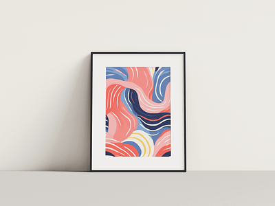 Abstract wave art print abstract pattern poster print