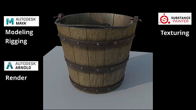 Old wooden bucket - RIG 3d 3d render autodesk maya product visualization rigging