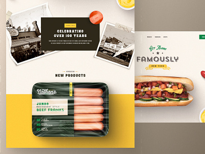 Nathan's Hotdogs Website Concept branding design food homepage hotdogs landing page packaging typography ui vintage website