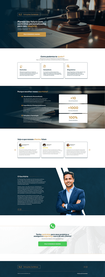 Landing Page - J|S Soluções Jurídicas 3d animation branding graphic design logo motion graphics ui