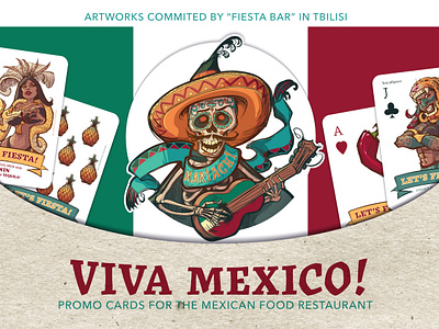 "VIVA MEXICO!" Playing and Promo cards for the Mexican Cafe aztec gods cartoon character design characters comic drawings graphic design illustration mexican playing cards promo cards sketch style vector