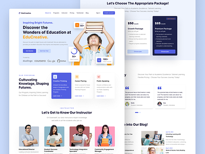 EduCreative - Online Education Website creative education educational edutech elearning landing page learning online courses online learning smarteducation ui ui design uiux ux web design website website design