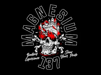 Castle skull apparel branding clothing design graphic illustration logo streetwear ui vector