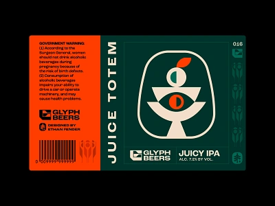 Glyph Beer 16 ancient artifact beer beer label citrus eye icon illustration juice juicy logo nature orange packaging primitive relic symbol talisman totem vitamin c