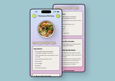 DAY 040 / RECIPE asian food brutalism daily ui interface mobile mockup neo brutalism pho recipe