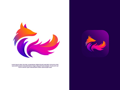 Fire Fox Gradient Illustration Logo digital fox illustration