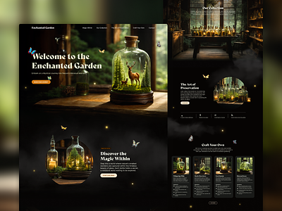 Enchanted Garden Landing Page ai bottle creative design enchanted forest garden homepage landing page layout nature typography uxui web website