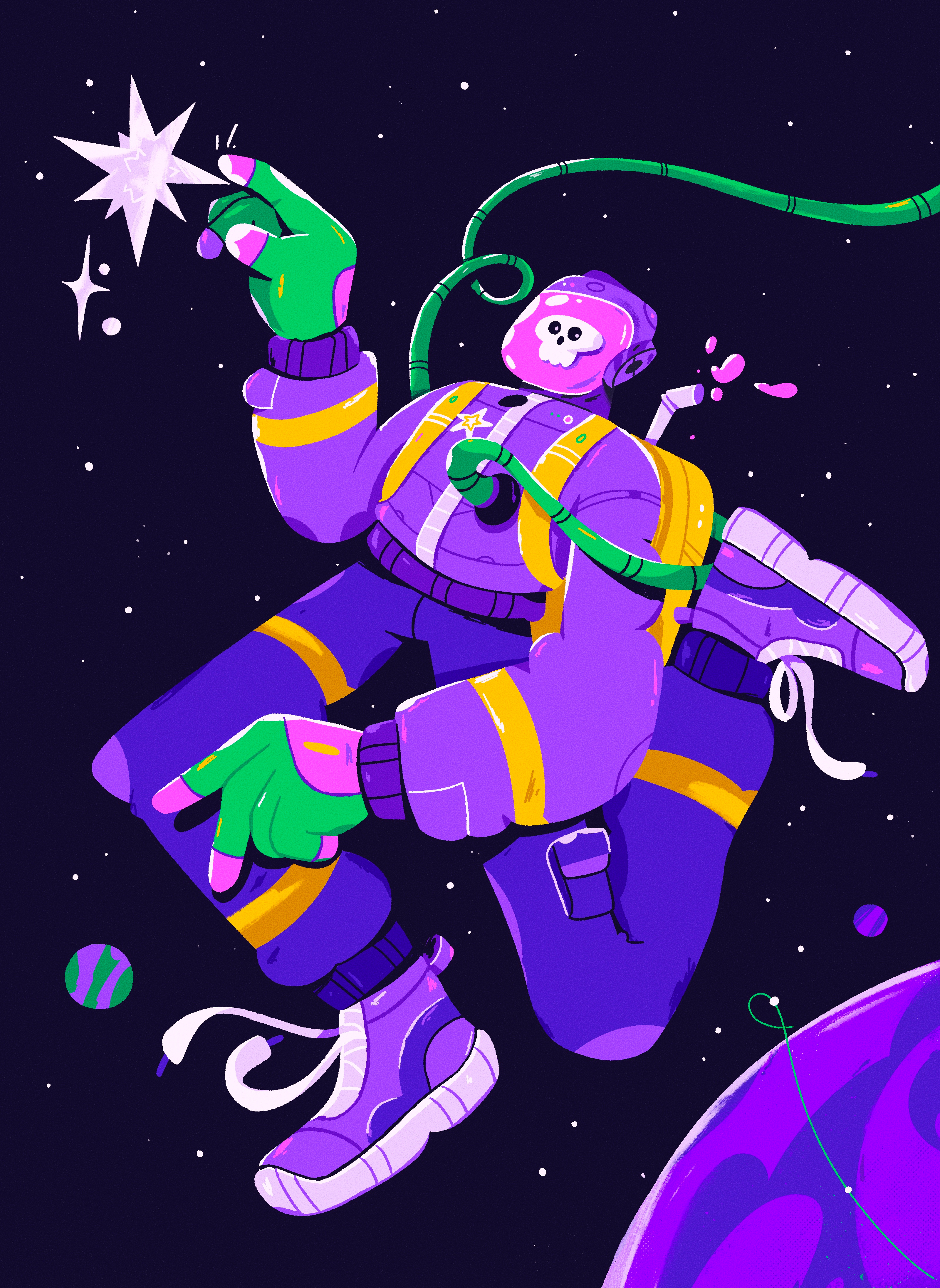 Touch of the star 2d art artist character design illustration illustrator interstellar procreate skull space star