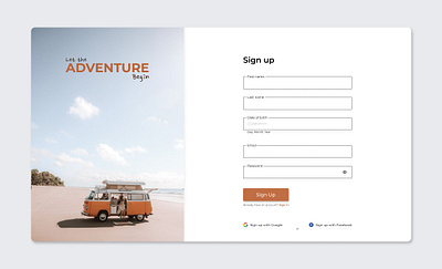 Sign Up page - Travel Web App design signup travel typography ui ux website