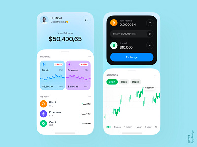 Crypto Wallet App UI app app design app ui banking bitcoin card crypto cryptocurrency finance fintech innovative minimal mobile banking modern saas ui design uiux design visual design wallet wallet app