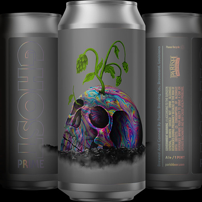 Parish Brewing "Ghost Prime" beer branding craft beer design package design skull illustration