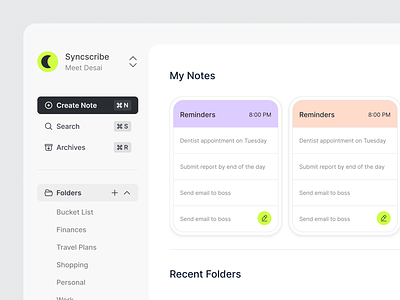 Note taking Web App | UI Design | To do app | Productivity app app ui design filters folders illustration mobile app nav bar note taking notes product design productivity side nav ui ui design uiux user experience user interface web app web application