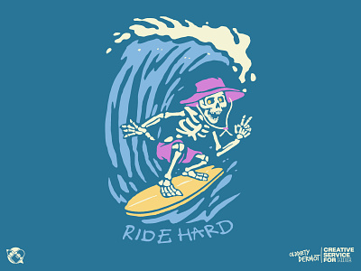 Ride hard! character design graphics illustration logo surf t shirt design tee design vector vector design