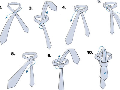 How to tie a tie illustration instruction sketch
