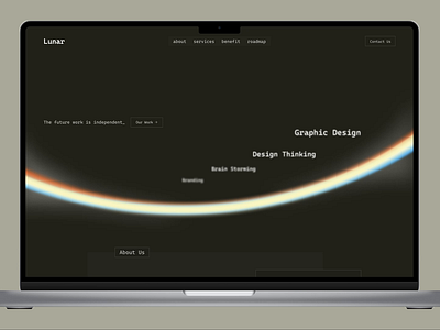 Lunar - Agency Website agency animation company dark dark ui design effect graphic design hero landing page layout macbook minimalist motion motion graphics saas simple ui ux website