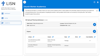 Academic Record Form dashboard form ui