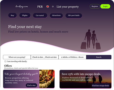 Design interface of a hotel booking website. booking booking.com design hotel interface romance ui ux web website