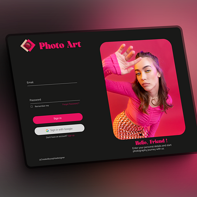 Sign in web design of photo app app design figma ui ux webdesign