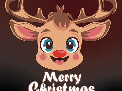 Merry Christmas Typography and Reindeer Vector T-Shirt Design christmas creative design graphic design illustration lettering logo merry nechi on demand pod print printable recrate redraw reindeer tshirt typography vector
