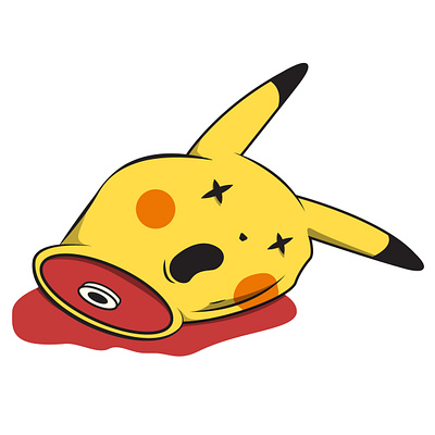 Headless Pikachu adobe anime cartoon cute dark digital art graphic design illustrator metal pika pikachu pokemon