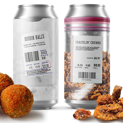 Parish Brewing "Boudin Balls" & "Cracklin' Crumbs" branding craft beer craft beer design design graphic design packaging