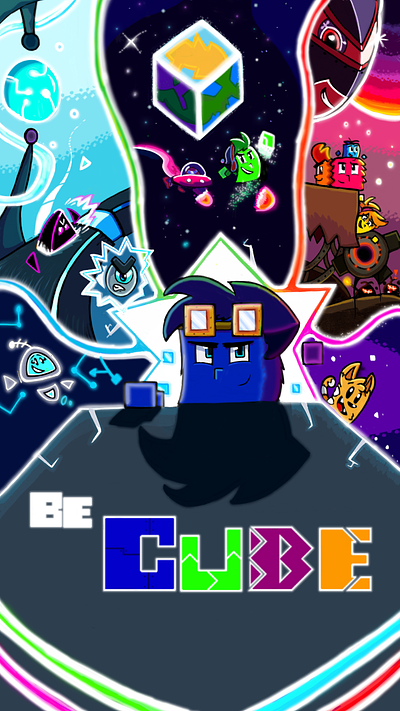 Be cube - main cover 2d a not geometry dash fan game! art be cube blue everywhere cartoon furry cubes playxtgames