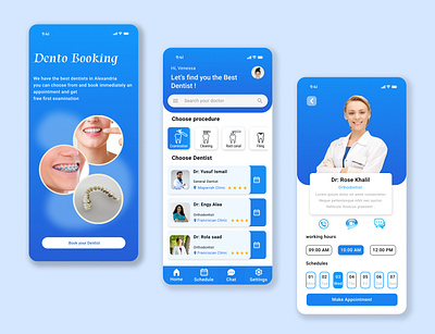 Dentist appointment booking app app appdesign application branding design graphic design illustration ios logo screens typography ui ux vector