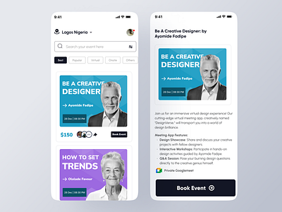 Event Booking App appdesign figmadesign ui uiux ux