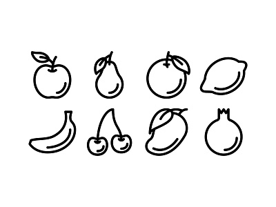 Fruit line icon set design fruit icon icon set iconography line outline pictogram pomegranate sign symbol ui vector