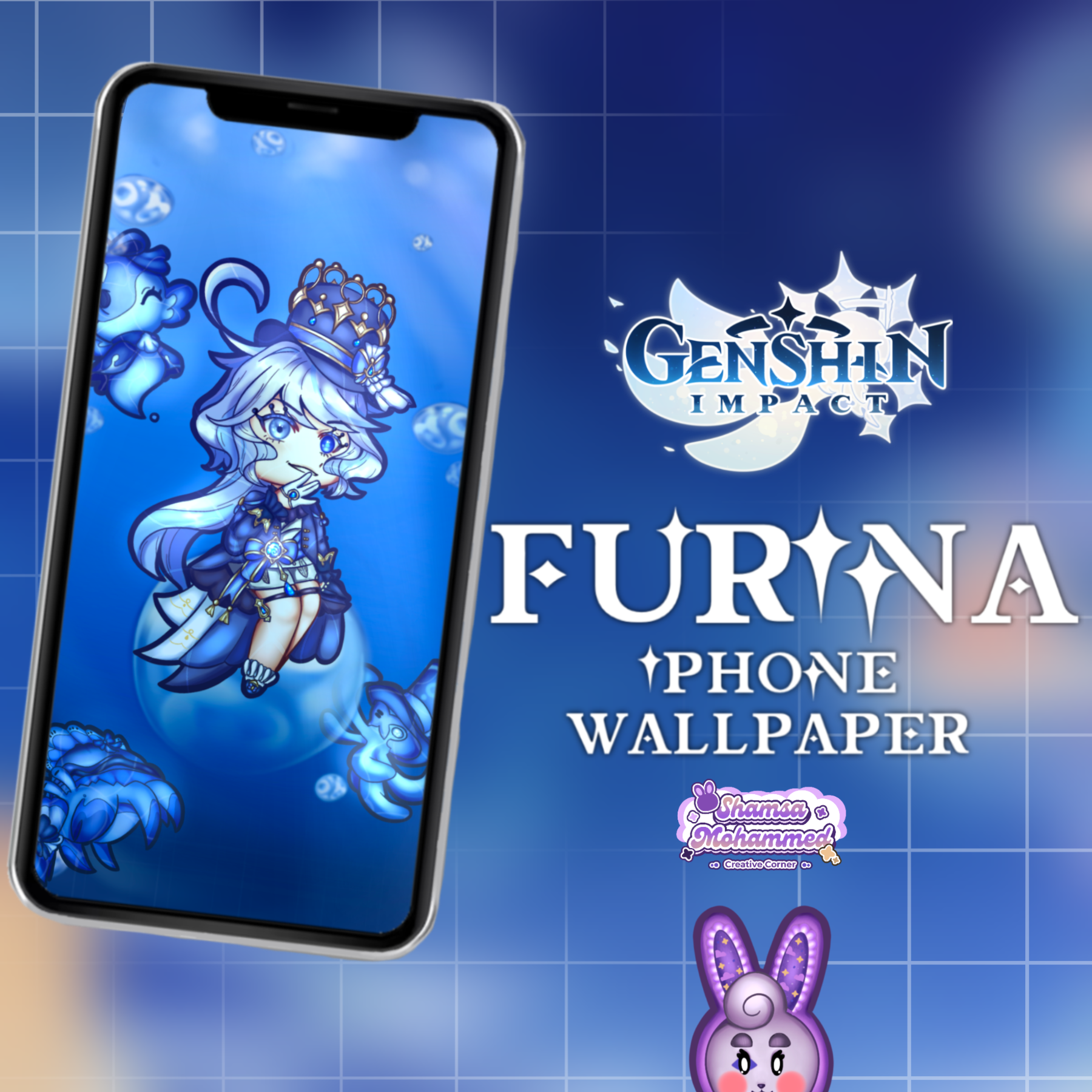 Cute iPhone Wallpaper of Furina from Genshin Impact!! artshop branding genshinimpact illustration