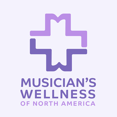Musician's Wellness Logo brand branding cross design graphic design illustration logo logo design logos m medical musician mw plus sign vector w
