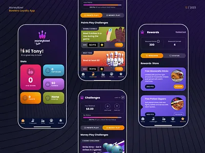 🎳 MoneyBowl - by Bowlero app branding dashboard design illustration ios loyalty mobile ui ux