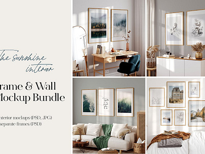 Frame & Wall Mockup Bundle Sunshine canvas mockup decor mockup design bundle etsy mockup frame mockup bundle front living room mockup mock up wall frame mockup wallpaper mockup website mockup