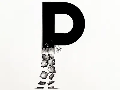 P from Puzzle art artist artistic artwork black and white concept art concept design design graphic design illustrated capital letter illustration letter puzzle traditional art typography