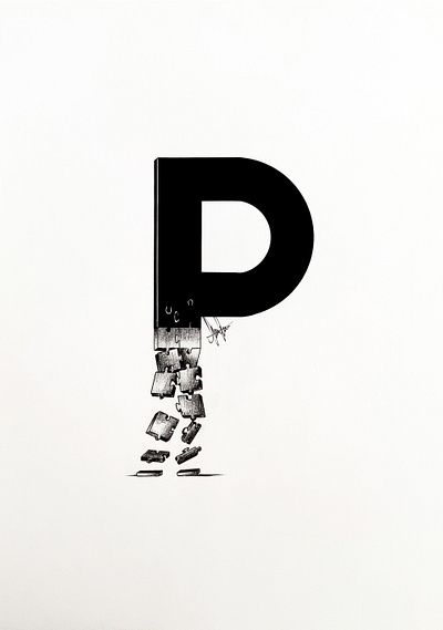 P from Puzzle art artist artistic artwork black and white concept art concept design design graphic design illustrated capital letter illustration letter puzzle traditional art typography
