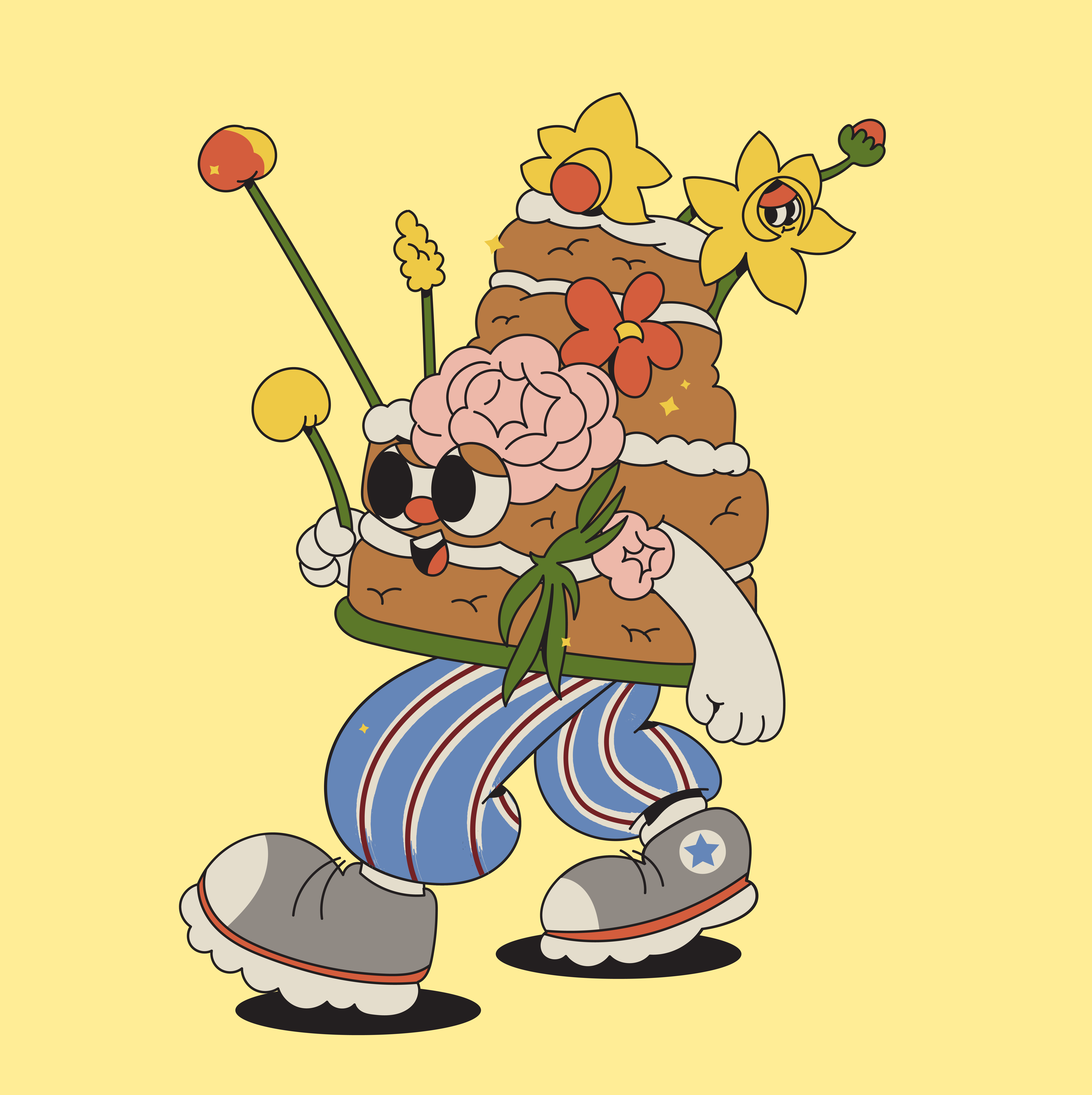 Flower cake cake character design flat illustraion vector character vector illustration