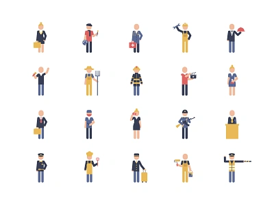 Pictogram Icons actor business characters constructions cooking farmer firefighter icons medical painter people pictogram policeman professions singer