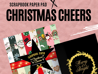 “Christmas Cheers” Scrapbook Paper books decorative paper design graphic design illustrations junk jouraling mixed media scrapbook scrapbook paper scrapbooking typography vector