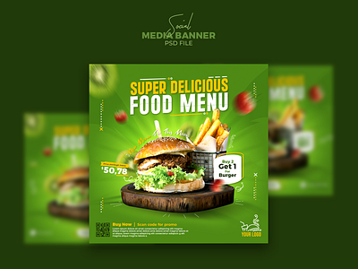 Social Media Banner Food Menu ads food graphic design menu psd rgb social media banner tasty template
