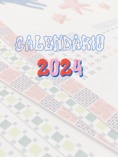 calendar 2024 2d design drawing graphic graphic design illustration illustrator paper print typography