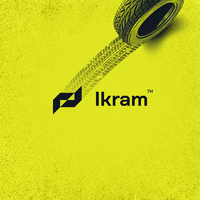 Ikram Logo Design blue branding car dark dark blue design dinamic geometric graphic design grid logo minimalistic mockups motor noisy oil profesional texture tires yellow