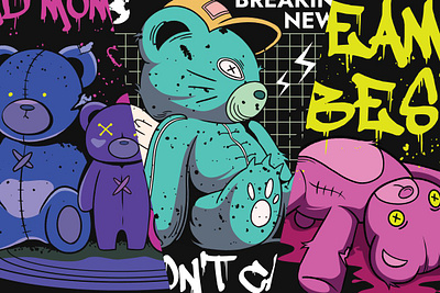 Teddy Bear Brutalism Illustrations culture pop culture urban