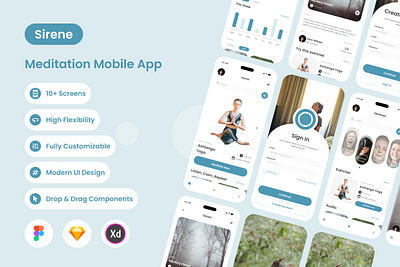 Sirene - Meditation Mobile App apps design layout meditation relaxation ui ux yoga