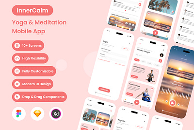 InnerCalm - Yoga & Meditation Mobile App application apps design meditation relaxation ui ux yoga